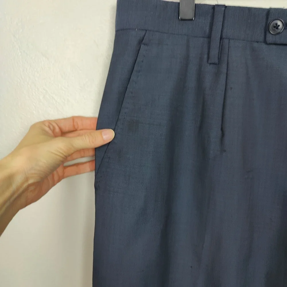 Dolce & Gabbana Dress Pants Mens 36‎ Blue Wool Blend Flat Front Career Casual